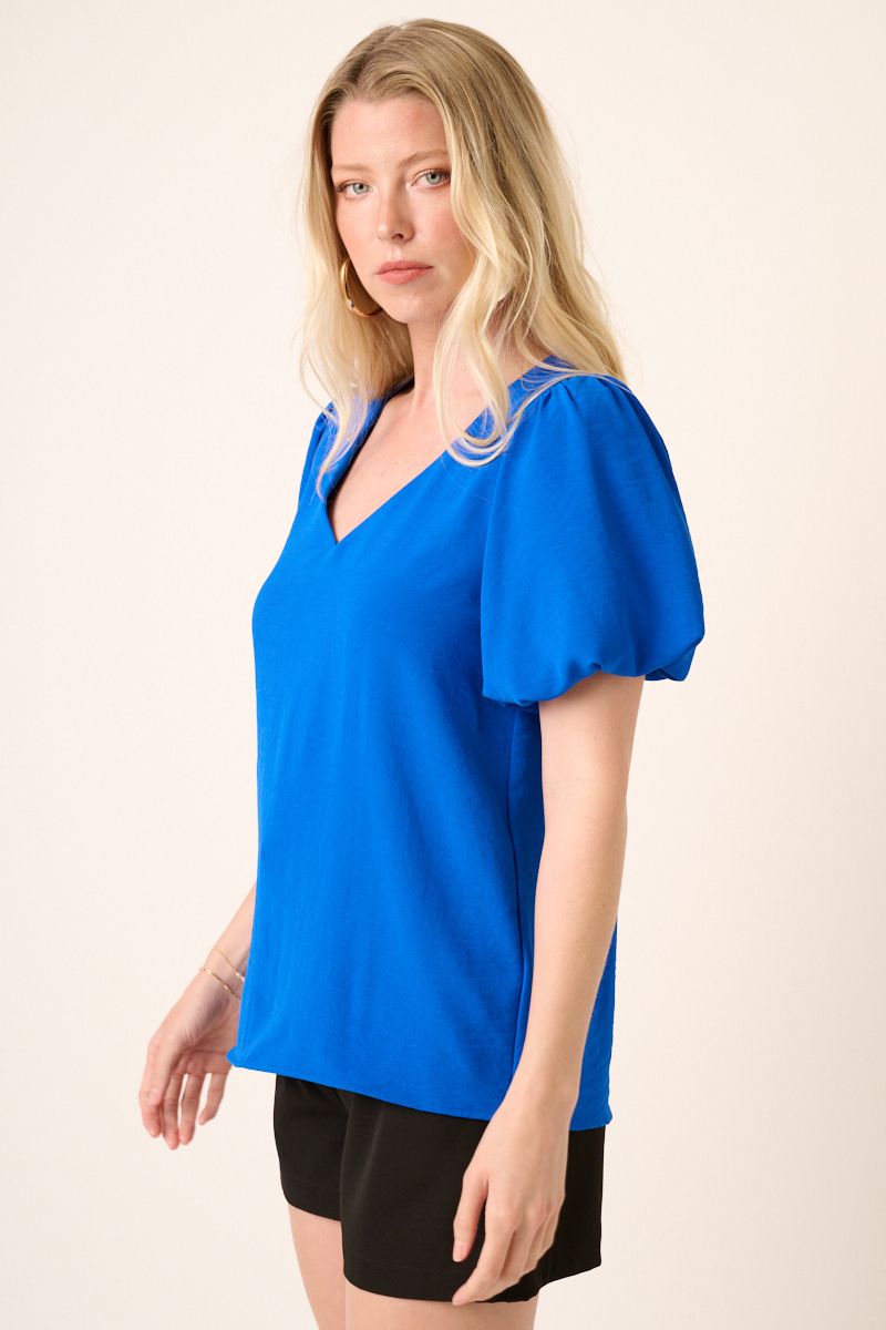 MITTOSHOP:  AIRFLOW V-NECK BUBBLE SLEEVE TOP