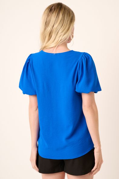 MITTOSHOP:  AIRFLOW V-NECK BUBBLE SLEEVE TOP